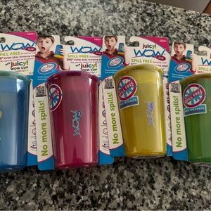 4 new WOW Cup Spill-Free Kids Cups – Multi Color (Blue, red, Yellow, Green)
